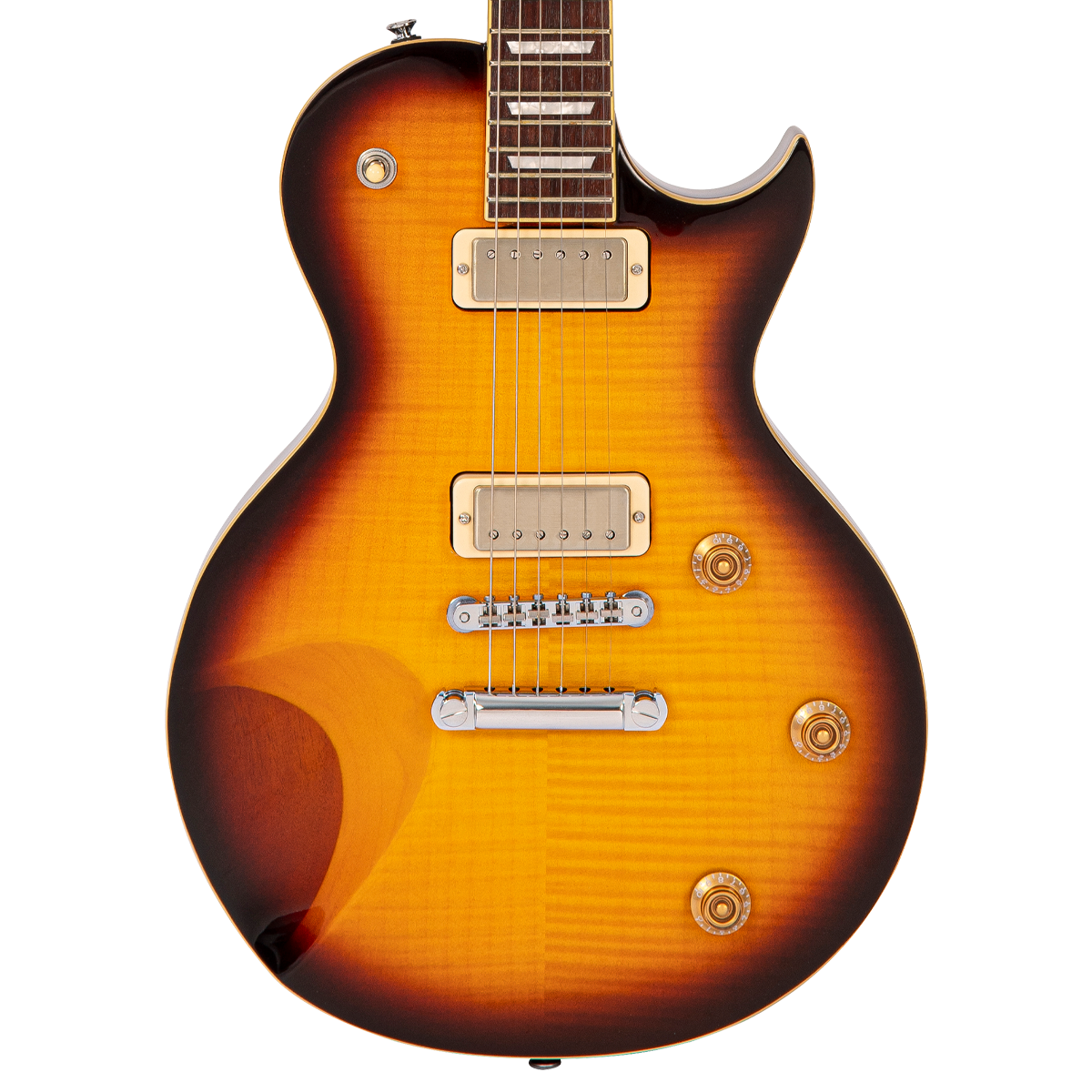 Flamed Tobacco Sunburst Fret-King Eclat Custom Electric Guitar