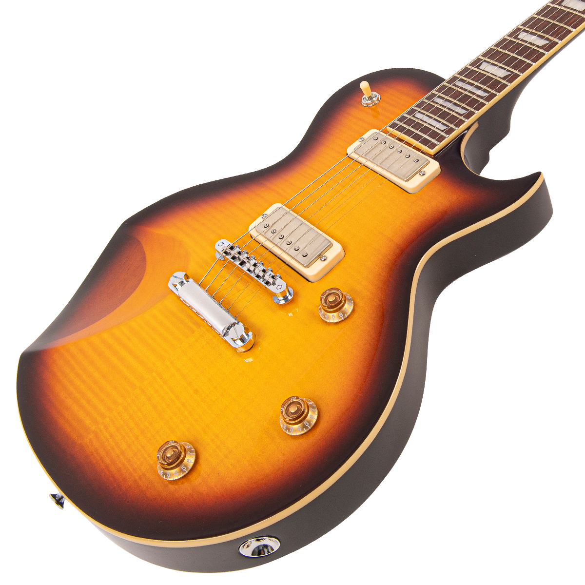 Flamed Tobacco Sunburst Fret-King Eclat Custom Electric Guitar