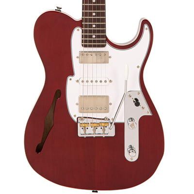 Thru Red Fret-King Country Squire Semitone De Luxe Electric Guitar