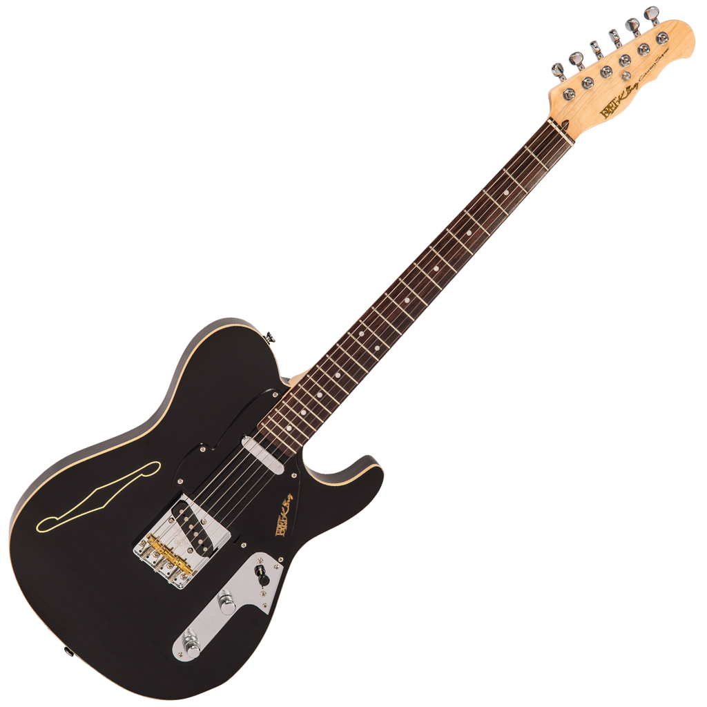 Gloss Black Fret-King Country Squire Stealth Electric Guitar