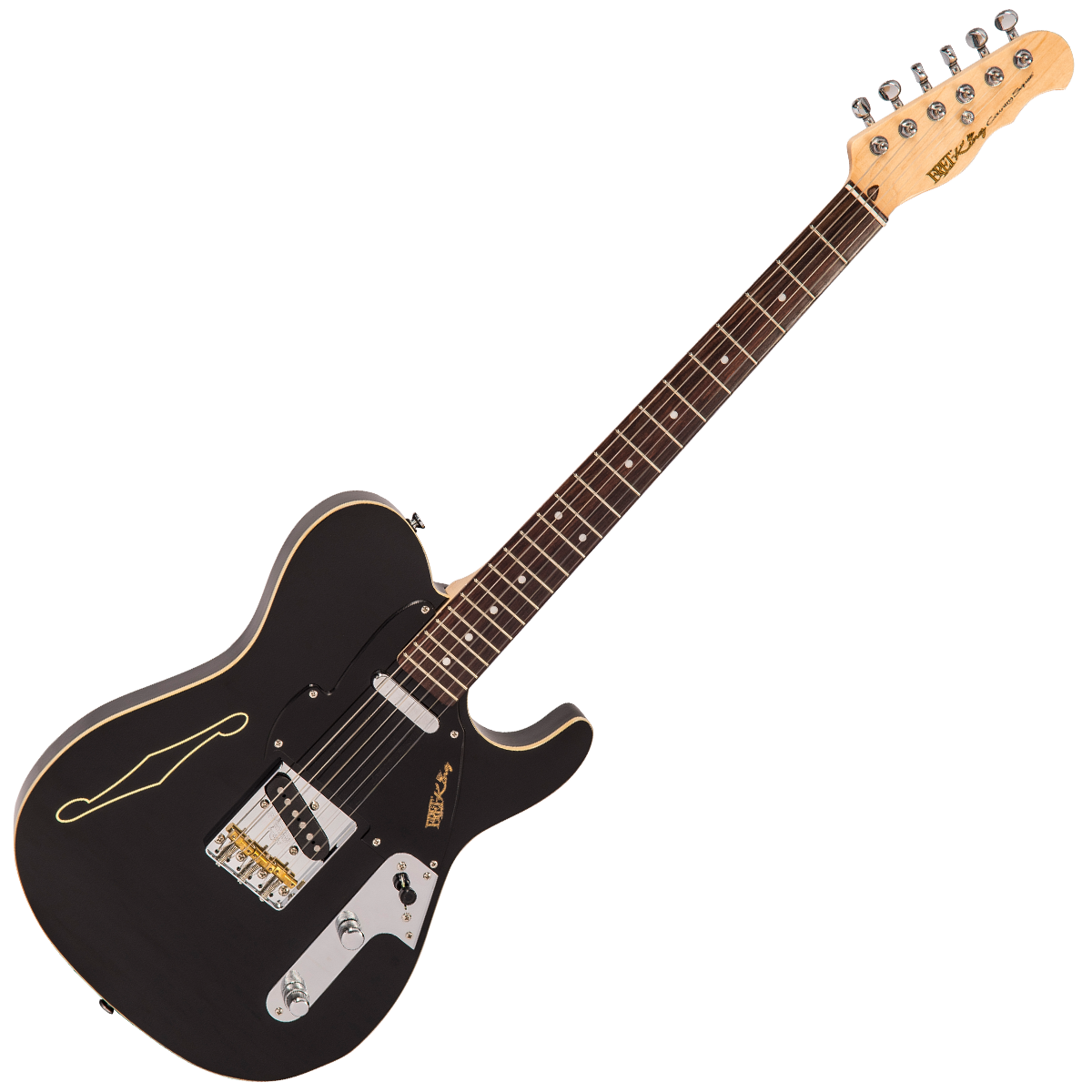 Gloss Black Fret-King Country Squire Stealth Electric Guitar