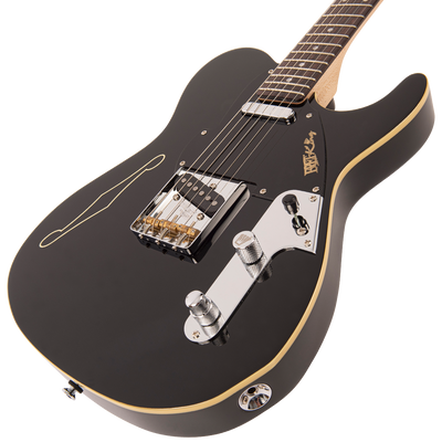 Gloss Black Fret-King Country Squire Stealth Electric Guitar