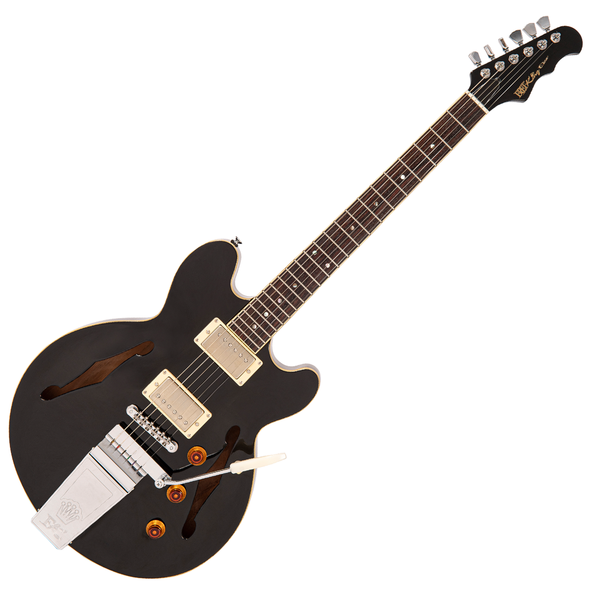 Gloss Black Fret-King Elise Custom with vintage style Vibrato Electric Guitar 