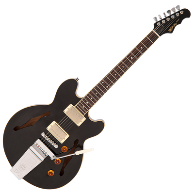 Gloss Black Fret-King Elise Custom with vintage style Vibrato Electric Guitar 