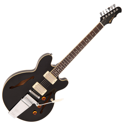 Gloss Black Fret-King Elise Custom with vintage style Vibrato Electric Guitar 