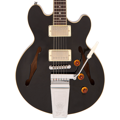 Gloss Black Fret-King Elise Custom with vintage style Vibrato Electric Guitar 