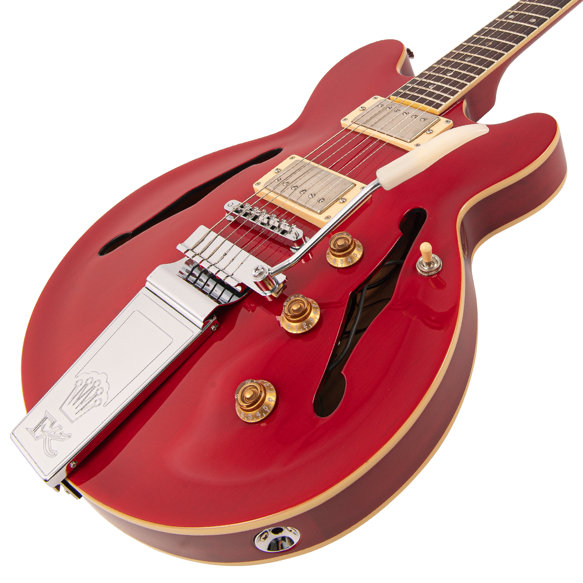 Cherry Red Fret-King Elise Custom with vintage style Vibrato Electric Guitar