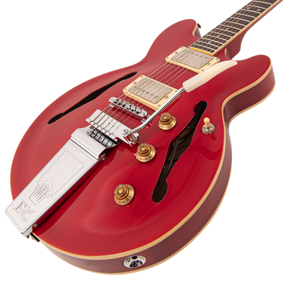 Cherry Red Fret-King Elise Custom with vintage style Vibrato Electric Guitar