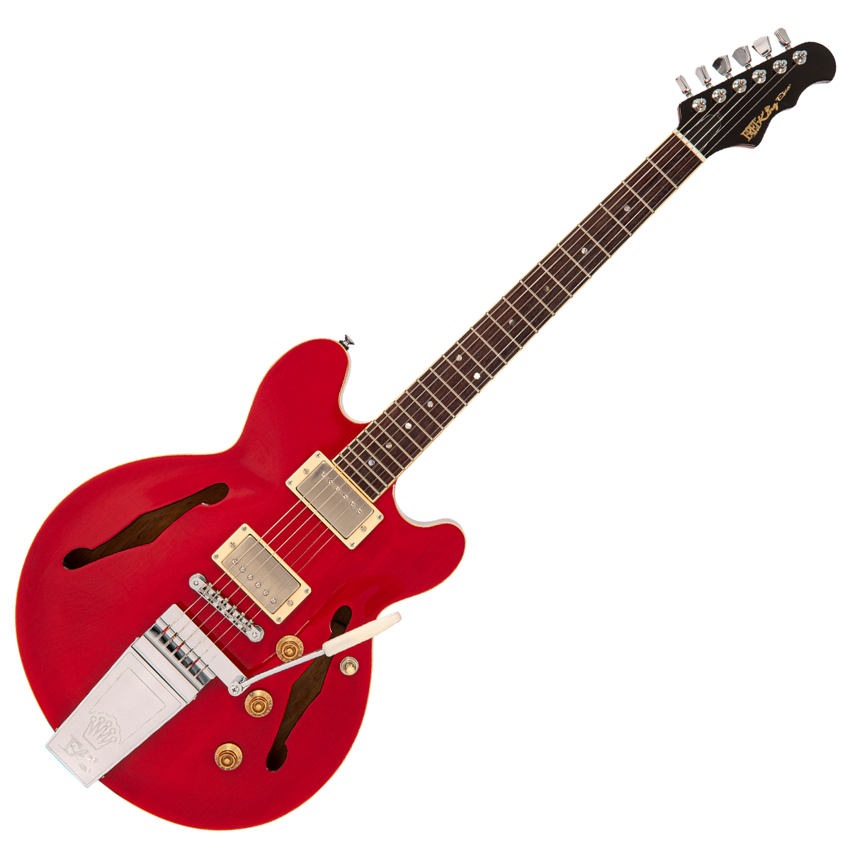 Cherry Red Fret-King Elise Custom with vintage style Vibrato Electric Guitar