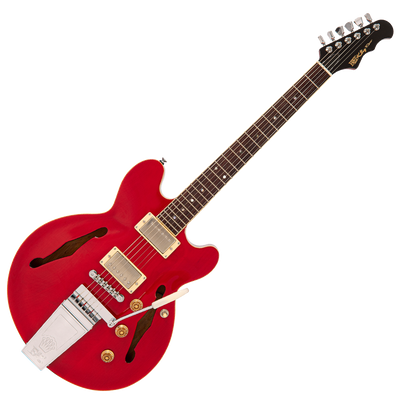 Cherry Red Fret-King Elise Custom with vintage style Vibrato Electric Guitar