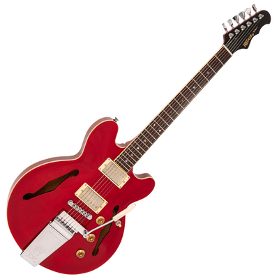 Cherry Red Fret-King Elise Custom with vintage style Vibrato Electric Guitar