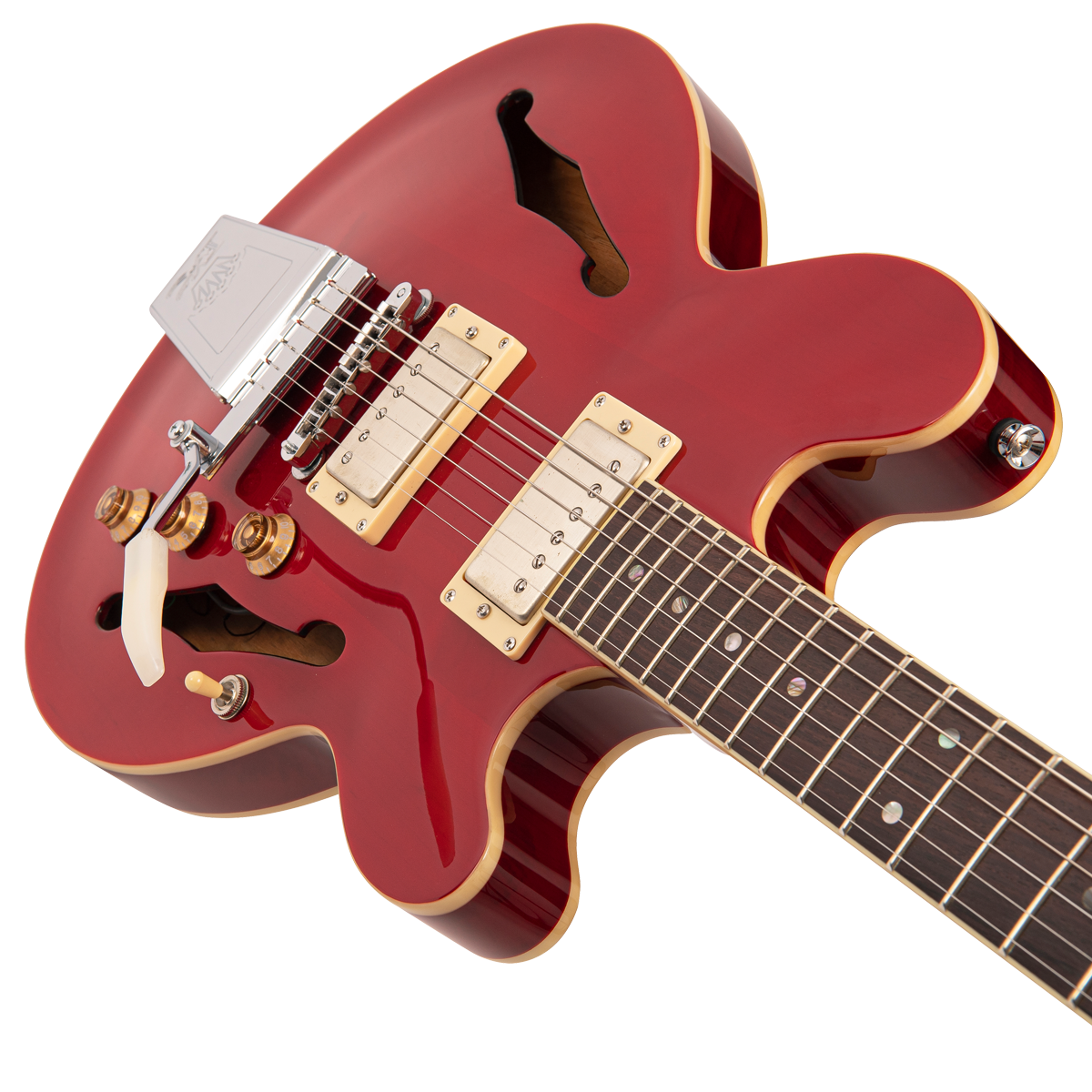 Cherry Red Fret-King Elise Custom with vintage style Vibrato Electric Guitar