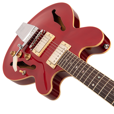 Cherry Red Fret-King Elise Custom with vintage style Vibrato Electric Guitar