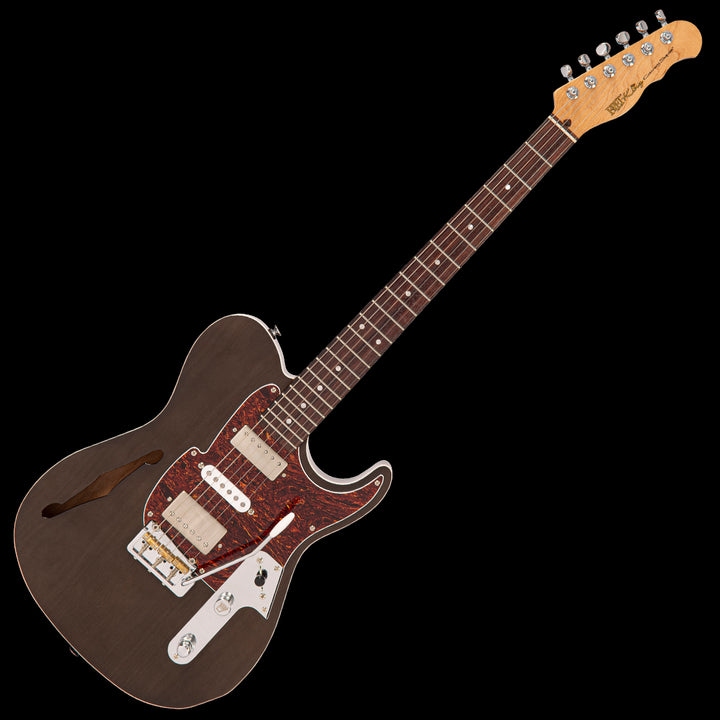 Fret-King Country Squire Semitone De Luxe single cutaway semi-hollow  electric guitar ~ Thru Black colour